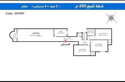 شقة - 3 غرف نوم - 2 حمامات للبيع في شارع الدكتور احمد السيد - سيدي جابر - حي شرق - الاسكندرية