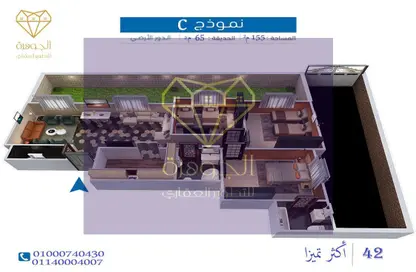 شقة - 3 غرف نوم - 2 حمامات للبيع في طريق بلبيس - خط 10 - الحي الثالث - مدينة العبور - القليوبية