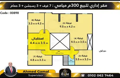 Office Space - Studio - 3 Bathrooms for sale in Khalil Hamada St. - Miami - Hay Awal El Montazah - Alexandria