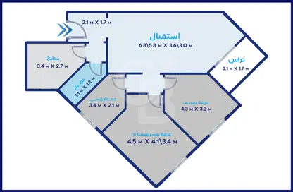 شقة - 2 غرف نوم - 2 حمامات للبيع في كمبوند سموحه برستيج - سموحة الجديدة - سموحة - حي شرق - الاسكندرية